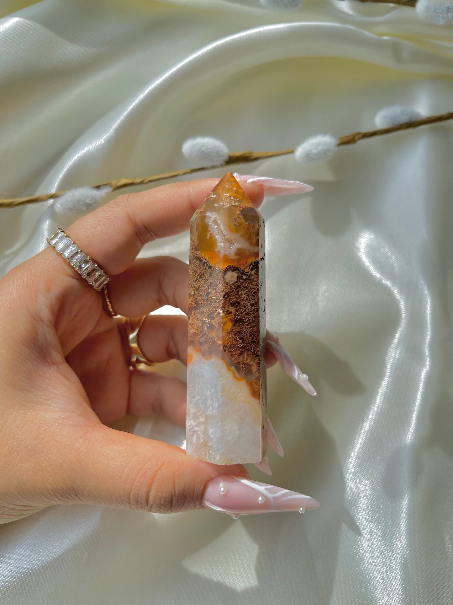 Red Moss Agate Tower