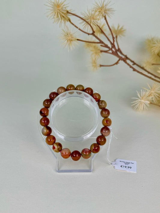 HQ Dark Orange Pink Alashan Agate Bracelet 9mm