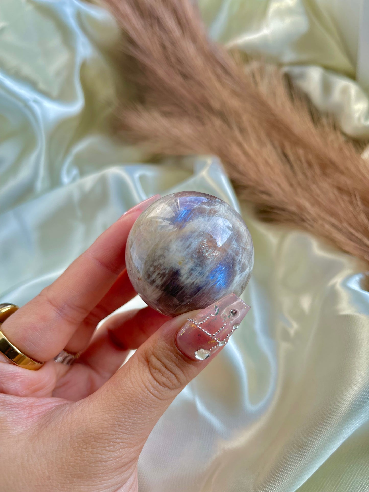 Sunstone Moonstone sphere (small)