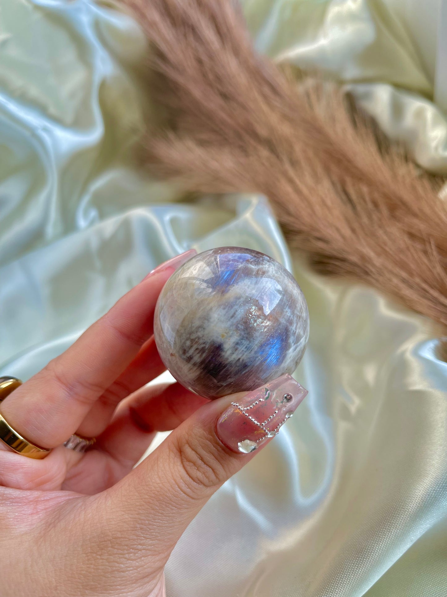 Sunstone Moonstone sphere (small)