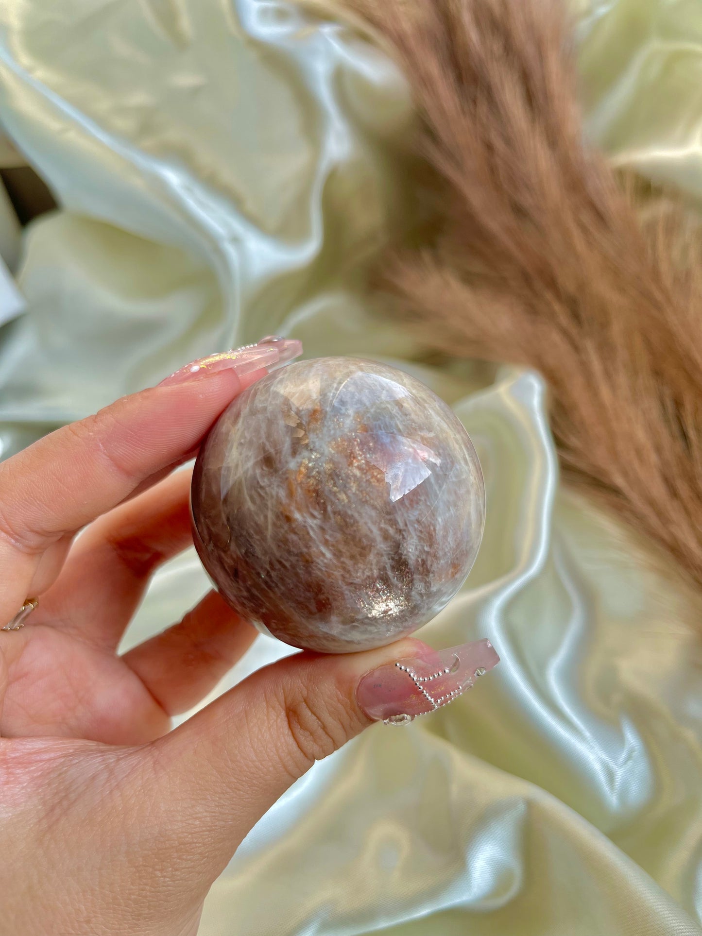 Sunstone Moonstone sphere (medium)