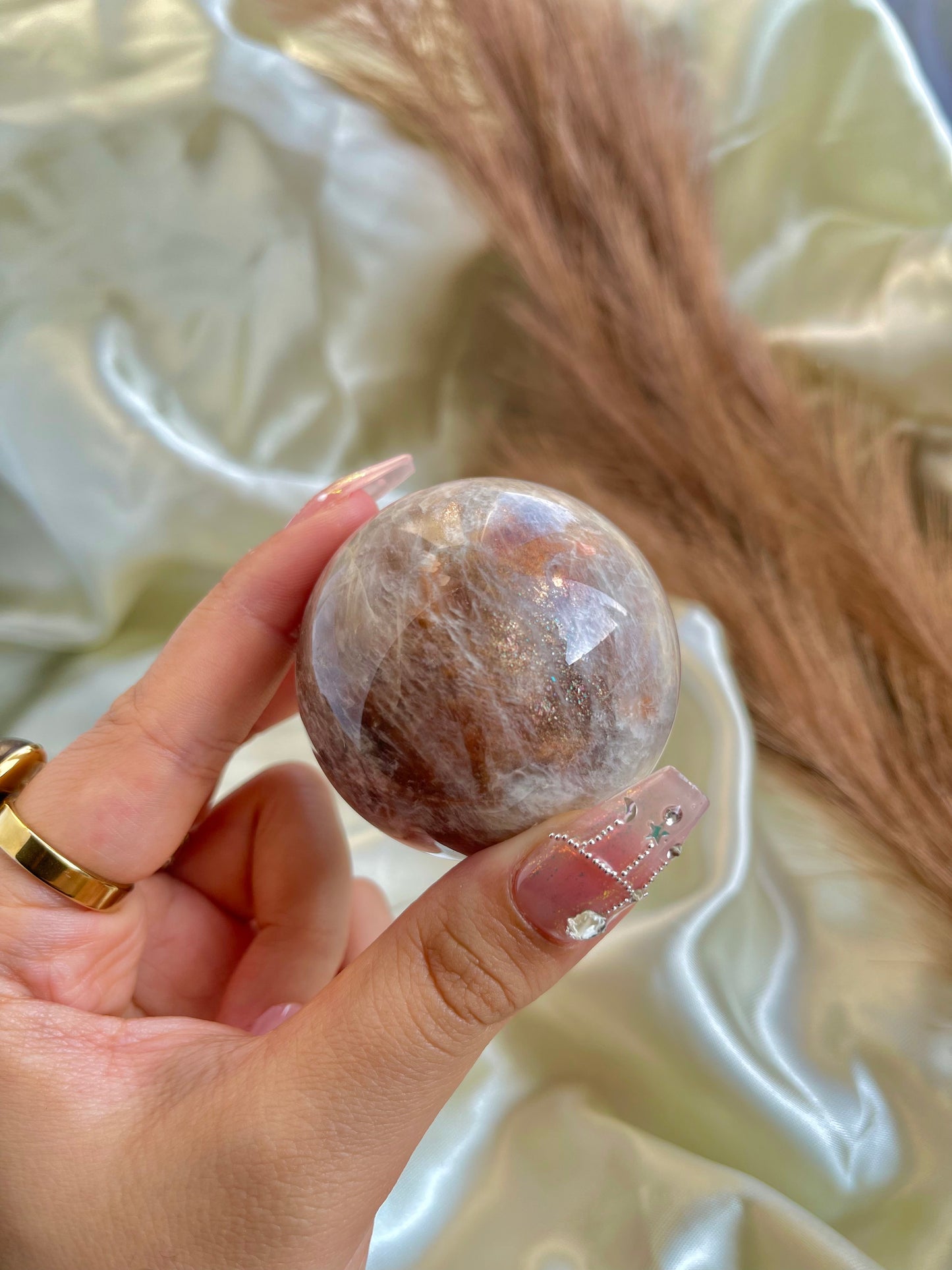 Sunstone Moonstone sphere (medium)