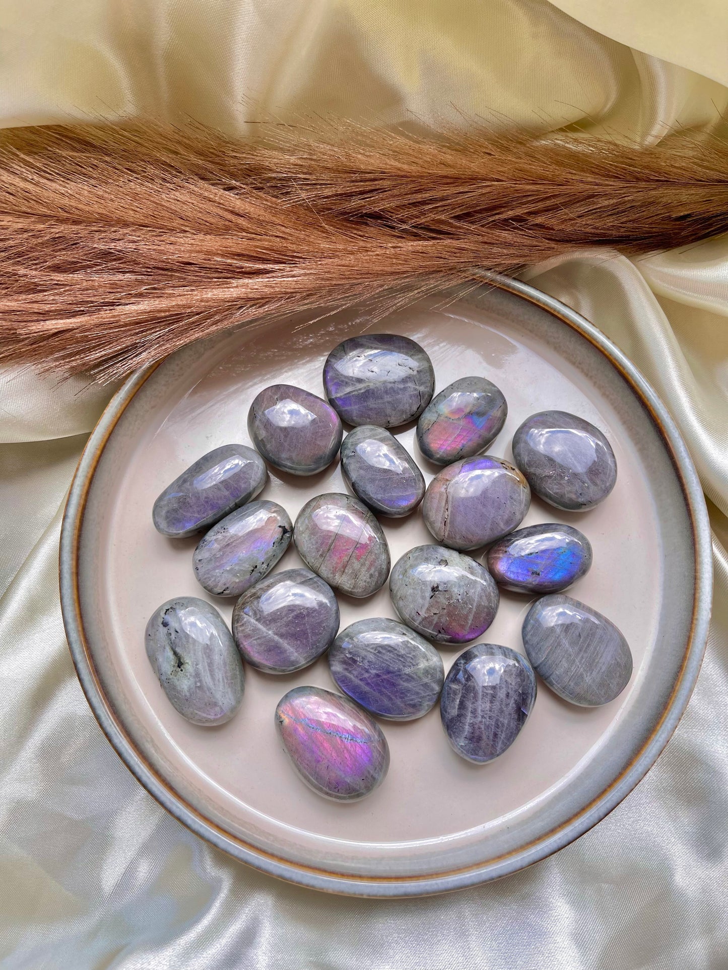 Labradorite tumbles - purple & sunset flash