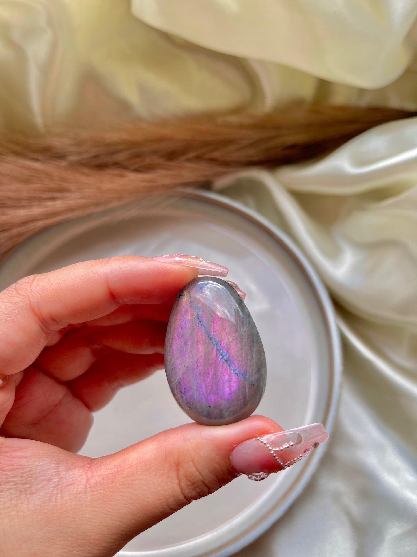 Labradorite tumbles - purple & sunset flash