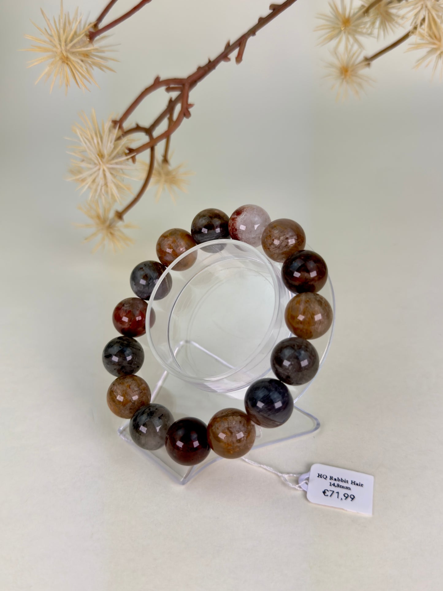 HQ Rabbit Hair - Rutilated Quartz Bracelet 15mm