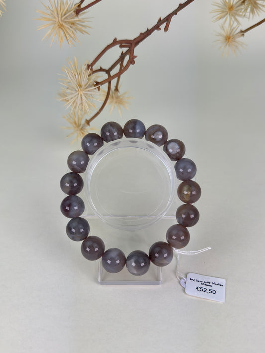 HQ Grey Jelly Alashan Agate Bracelet 13mm