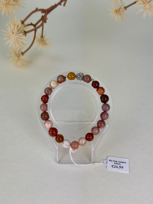 HQ Pink Alashan Agate Bracelet 8mm