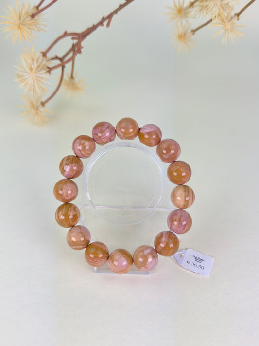 HQ Pink Mango Alashan Agate Bracelet 14mm