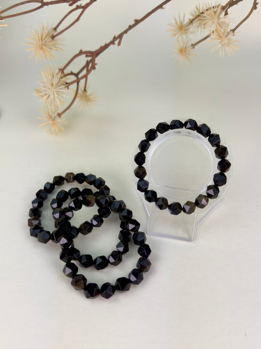 Golden Sheen Obsidian Faceted Bracelet