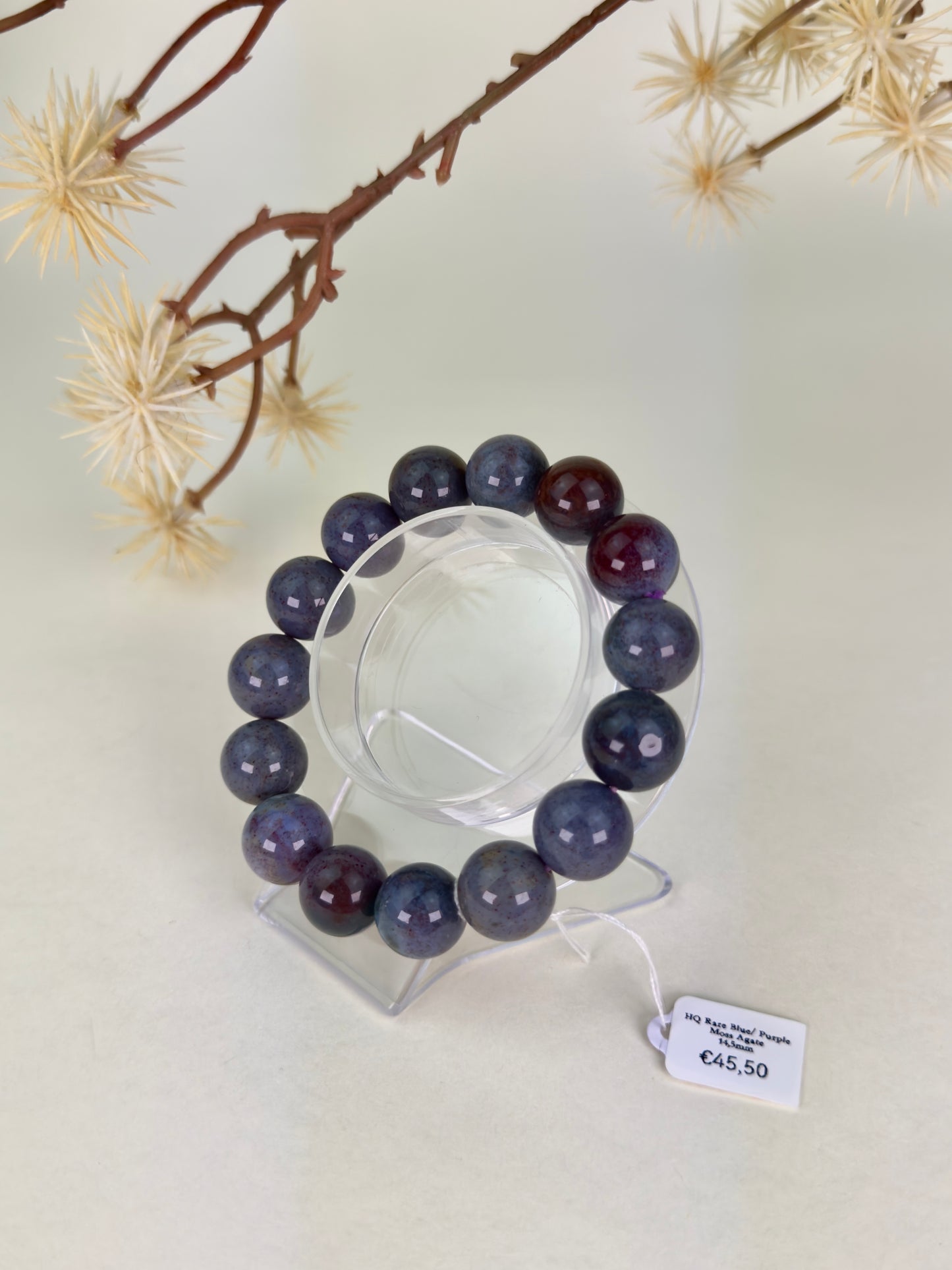 HQ Blue/Purple Moss Agate Bracelet 15mm A