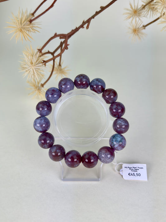 HQ Blue/Purple Moss Agate Bracelet 15mm B