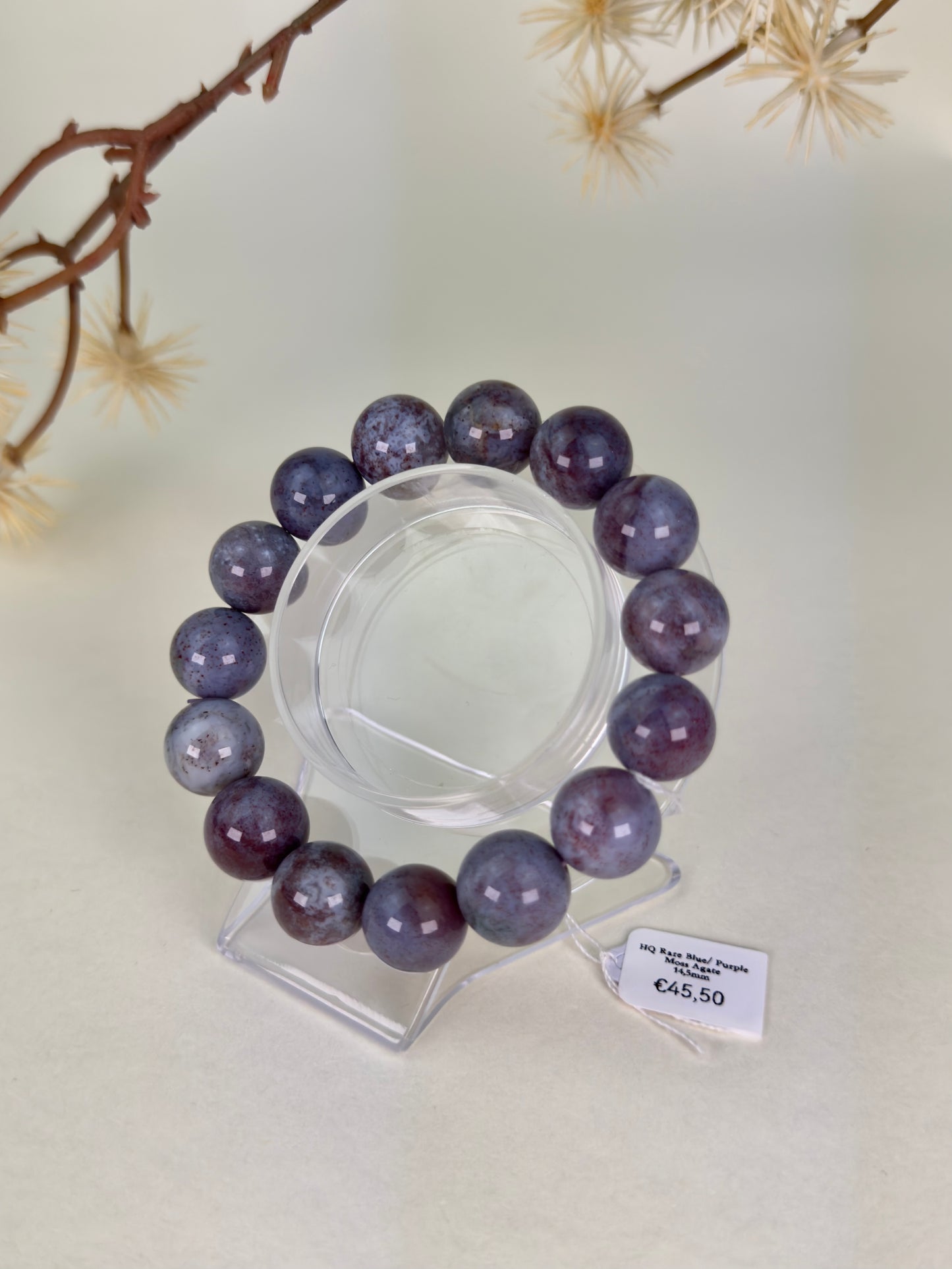 HQ Blue/Purple Moss Agate Bracelet 15mm C