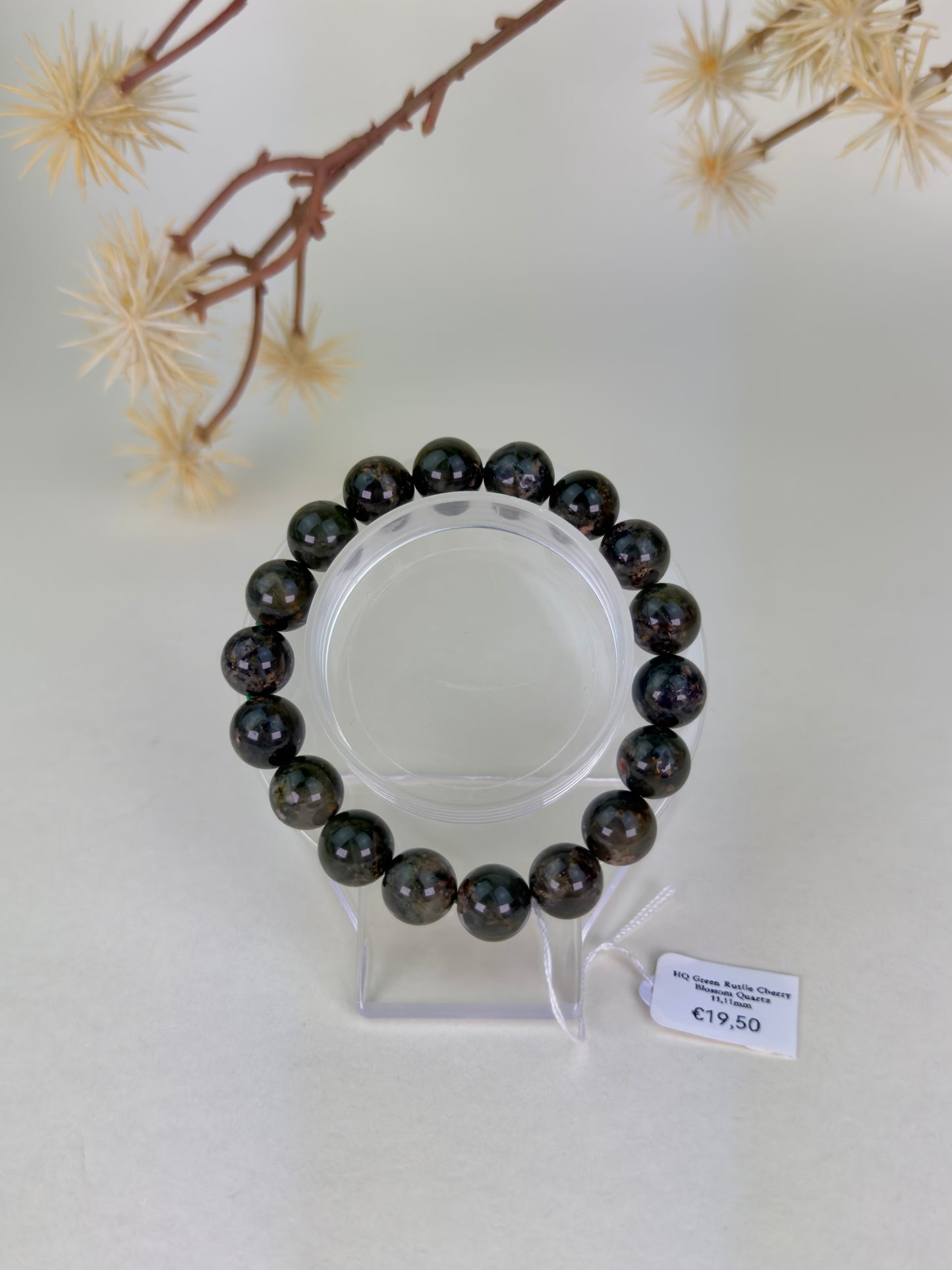 Green Rutile Cherry Blossom Quartz Bracelet 11mm B