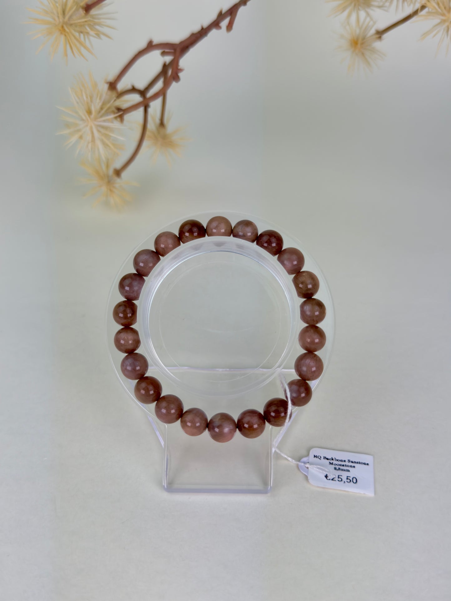 HQ Backbone Sunstone Moonstone Bracelet 9mm