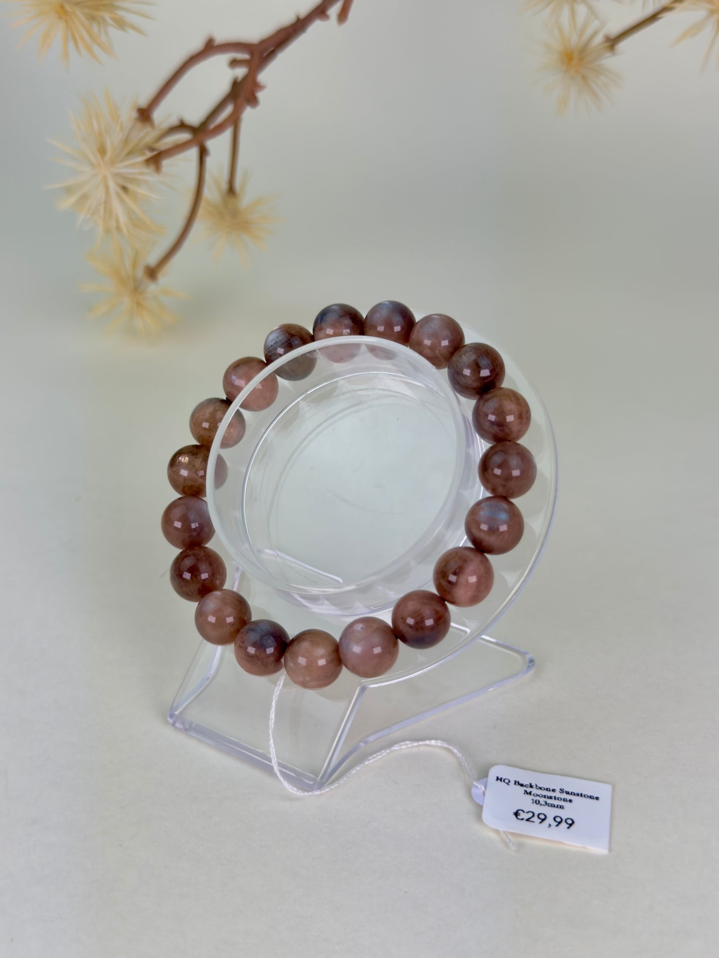 HQ Backbone Sunstone Moonstone Bracelet 10mm