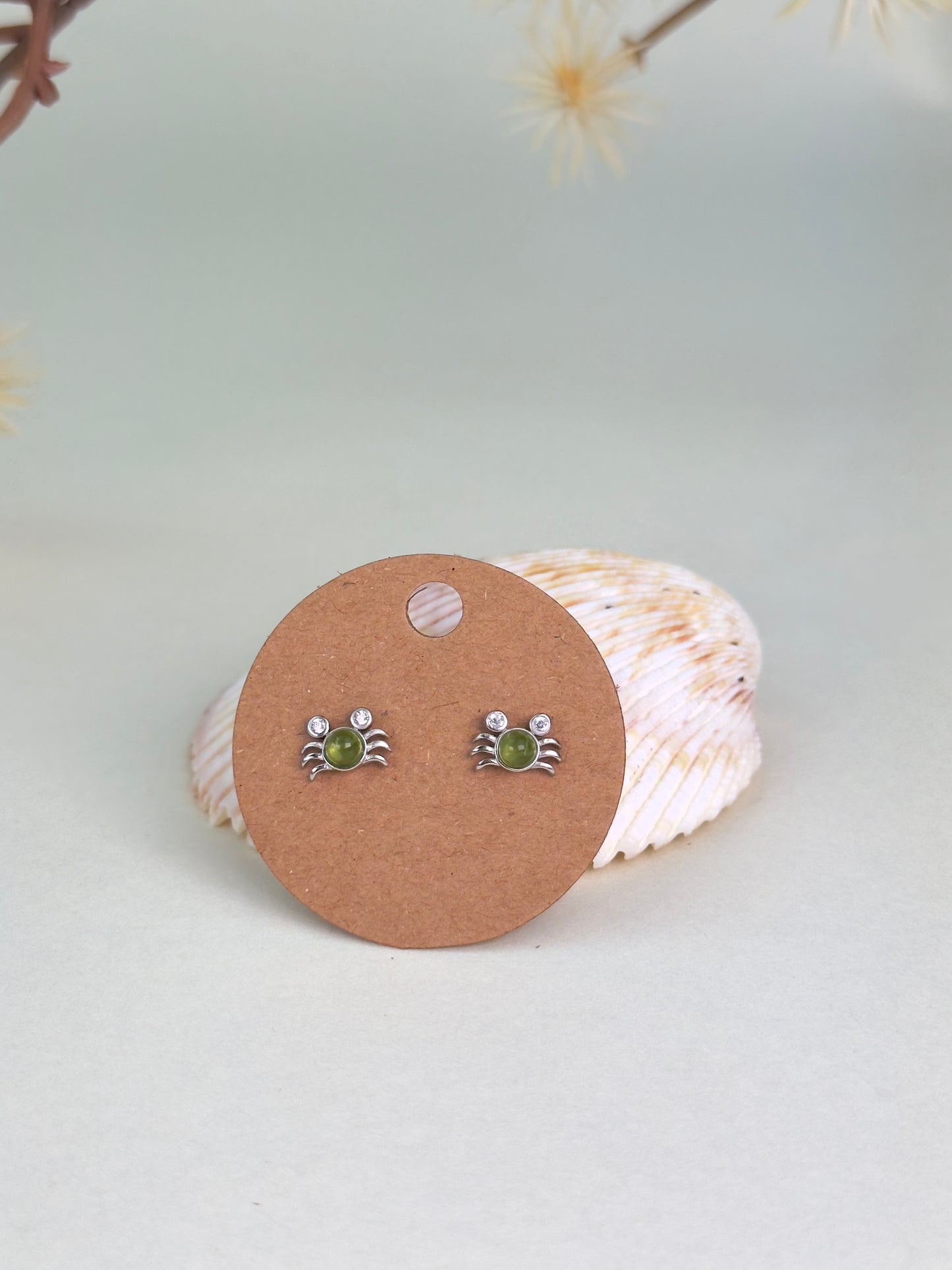 Olivine Baby Crab Earrings