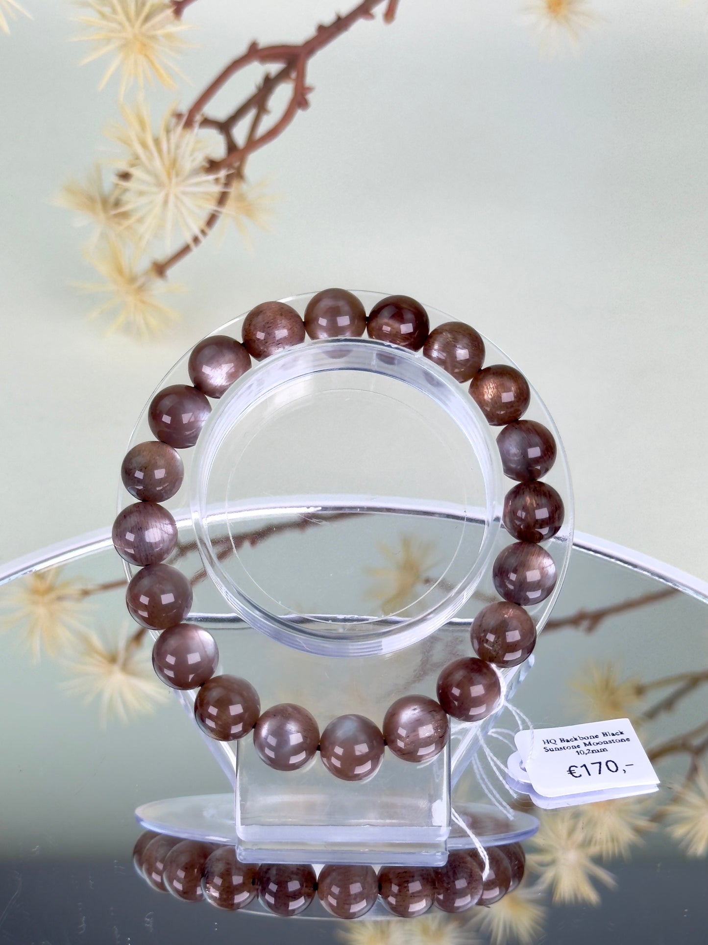 HQ Backbone Black Sunstone Moonstone Bracelet 10mm