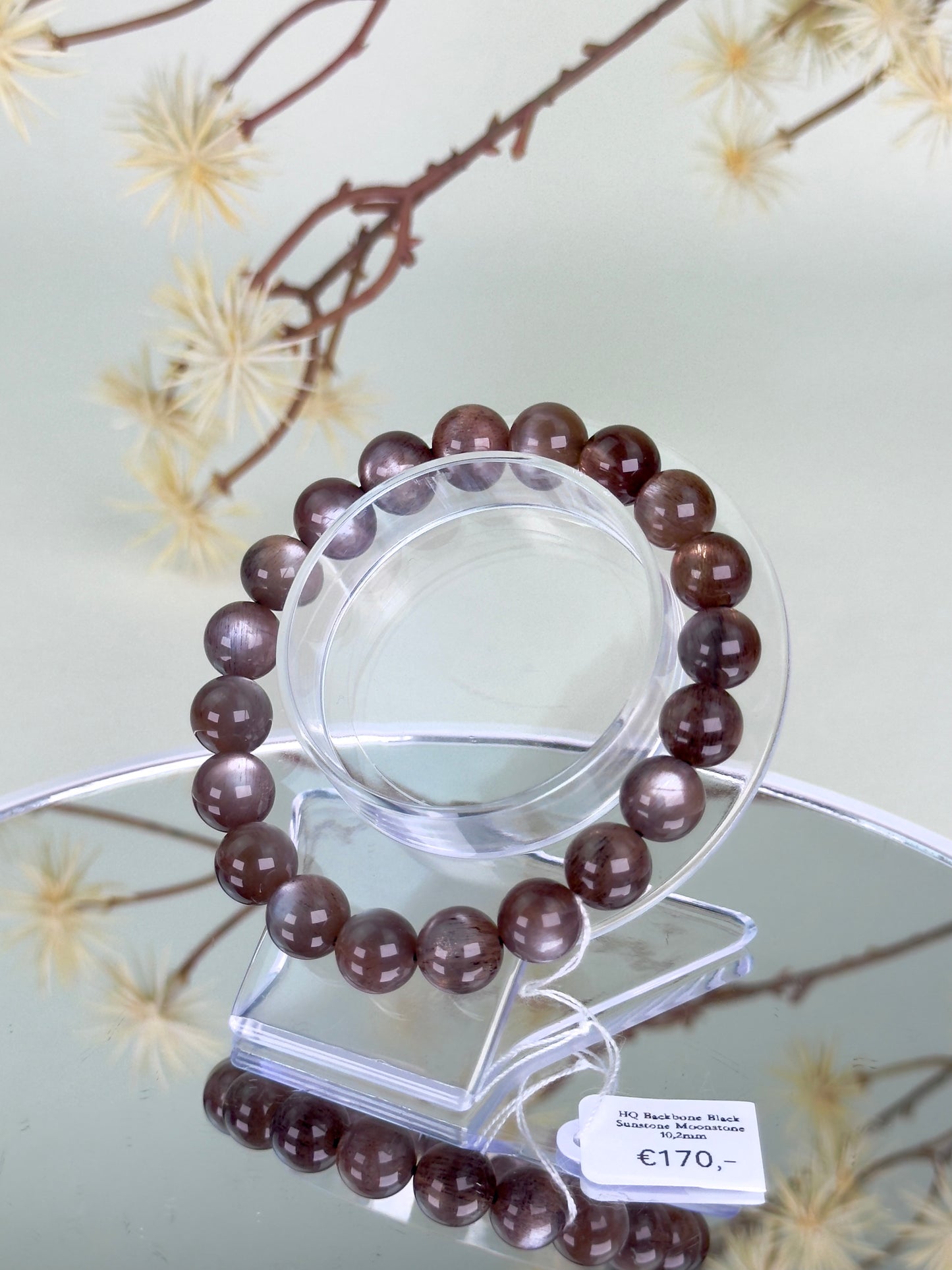 HQ Backbone Black Sunstone Moonstone Bracelet 10mm