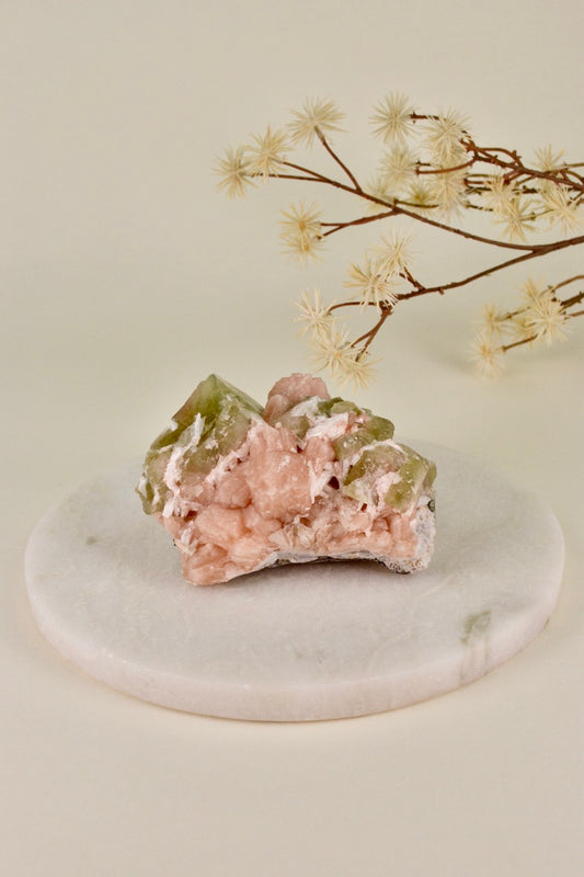 Green Apophyllite on Stilbite Cluster