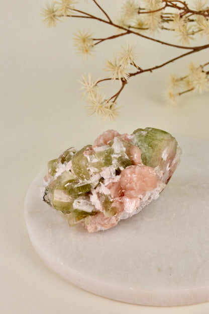 Green Apophyllite on Stilbite Cluster