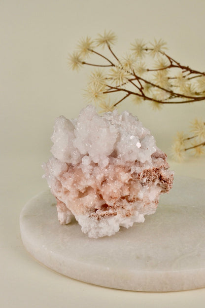 White + Peach Aragonite Cluster (Mexico)