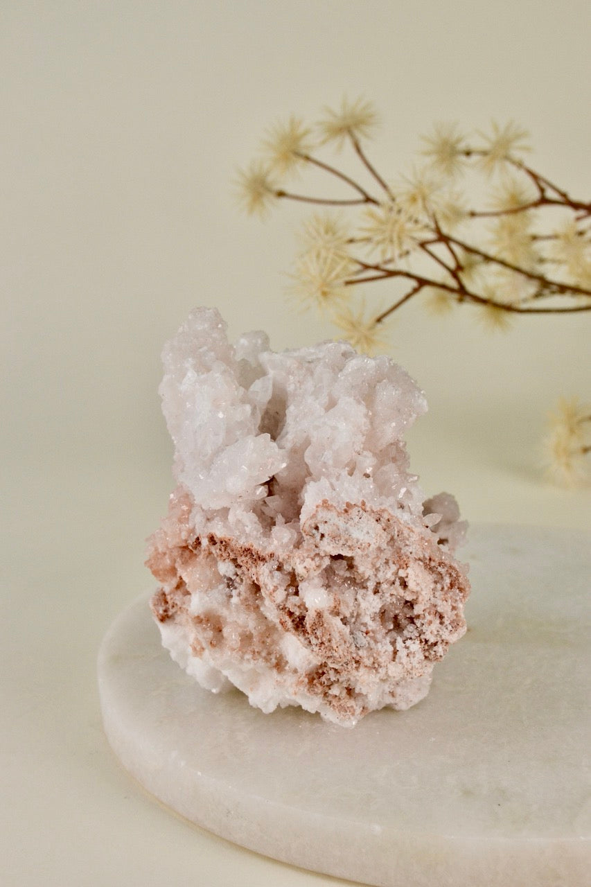 White + Peach Aragonite Cluster (Mexico)