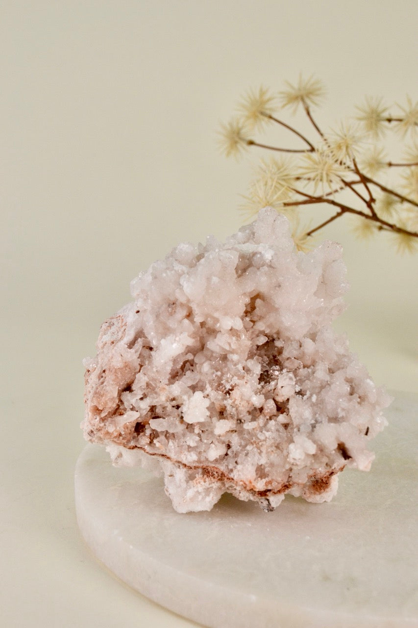 White + Peach Aragonite Cluster (Mexico)