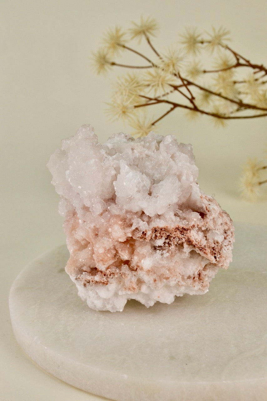 White + Peach Aragonite Cluster (Mexico)