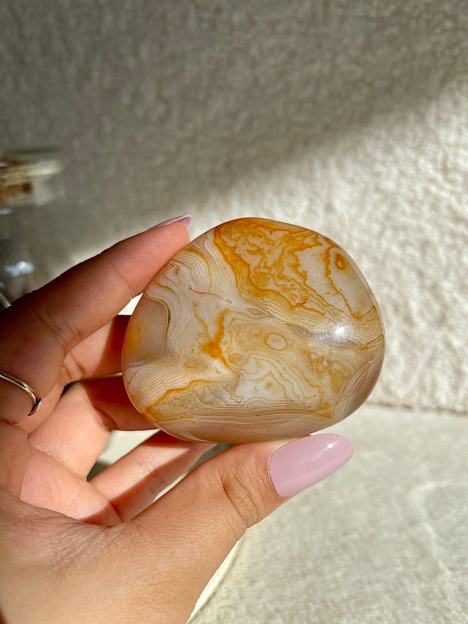 Sardonyx Agate Palmstone - High Quality