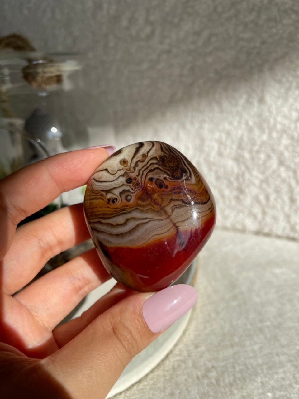 Sardonyx Agate Palmstone - High Quality