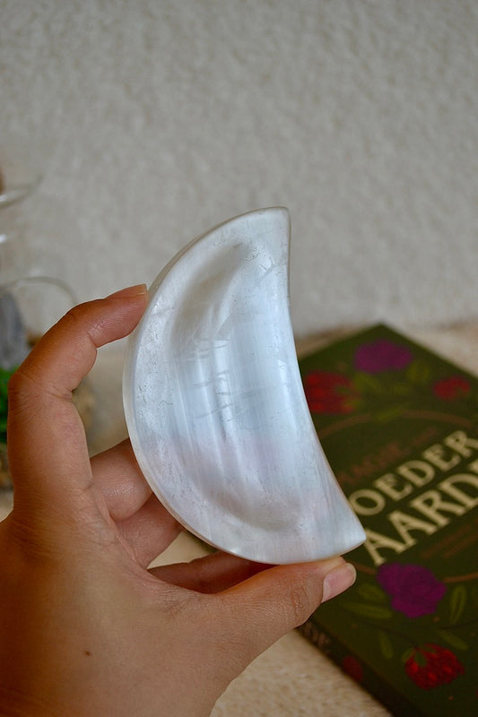 Satin Spar Moon Bowl - Selenite