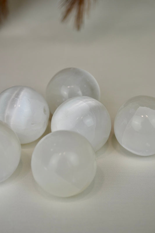 Small Satin Spar Snowballs - Selenite