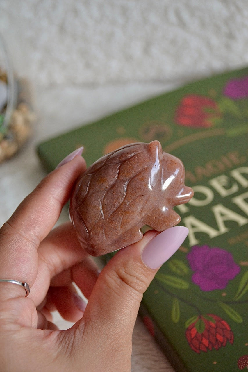 Strawberry Quartz Hedgehog Carving