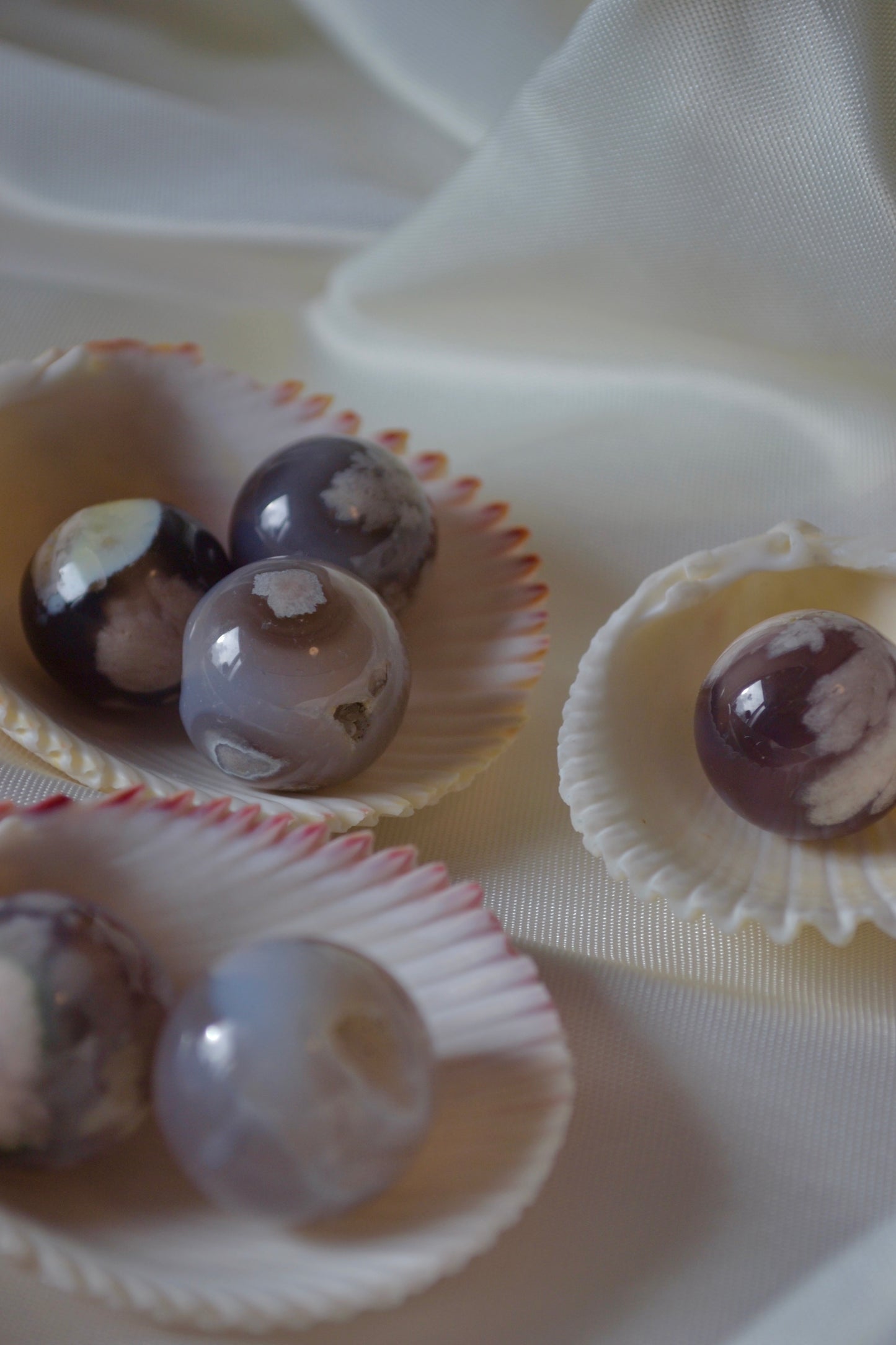 Black Flower Agate Mini-Sphere